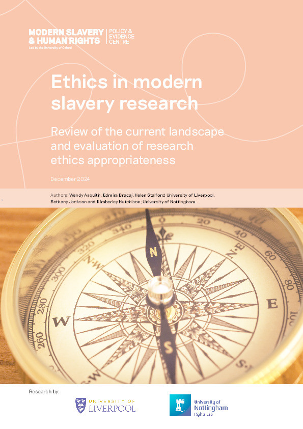 Ethics in modern slavery research: Review of the current landscape and evaluation of research ethics appropriateness Thumbnail