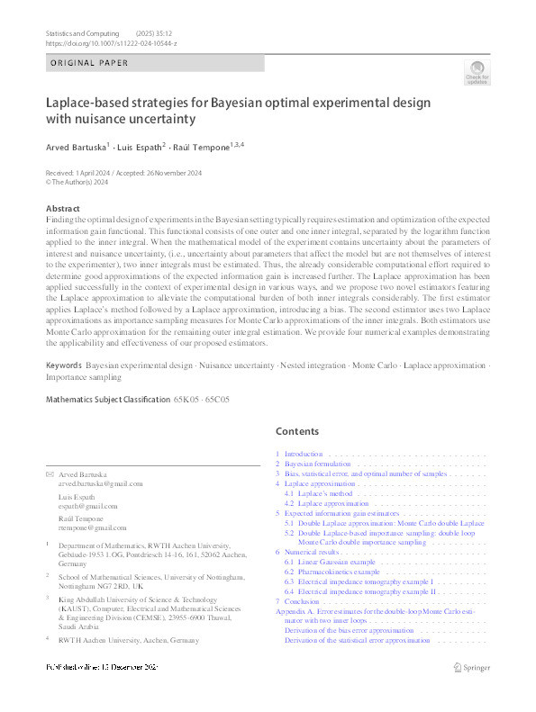 Laplace-based strategies for Bayesian optimal experimental design with nuisance uncertainty Thumbnail