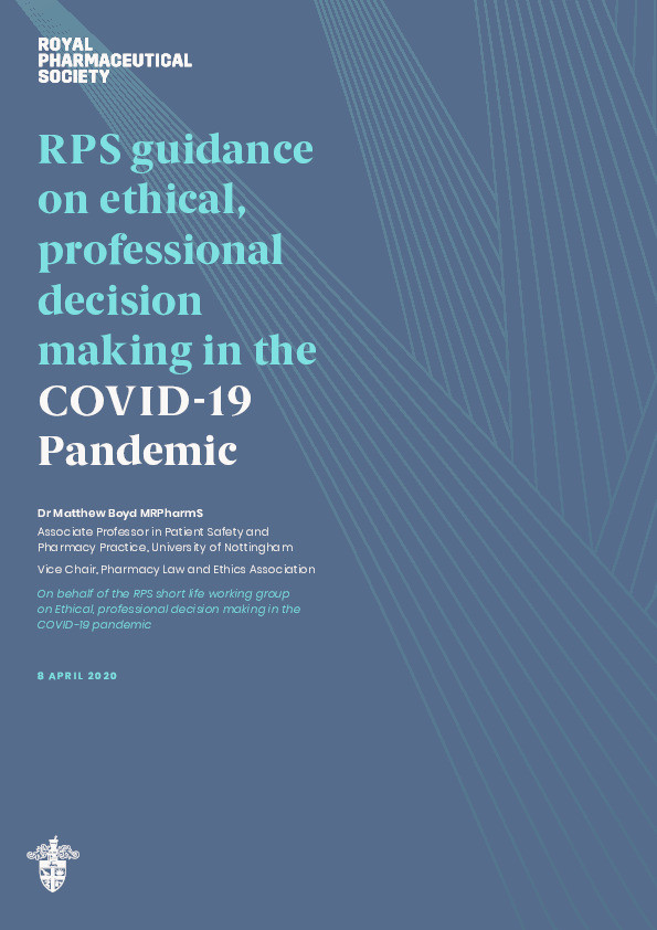 RPS guidance on ethical, professional decision making in the Covid-19 Pandemic Thumbnail