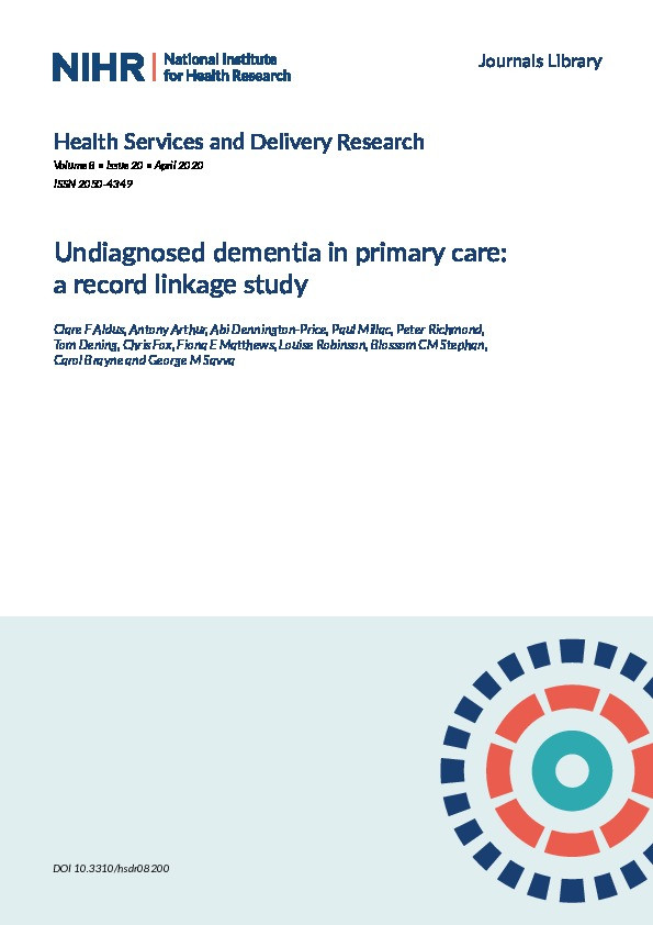 Undiagnosed dementia in primary care: a record linkage study Thumbnail
