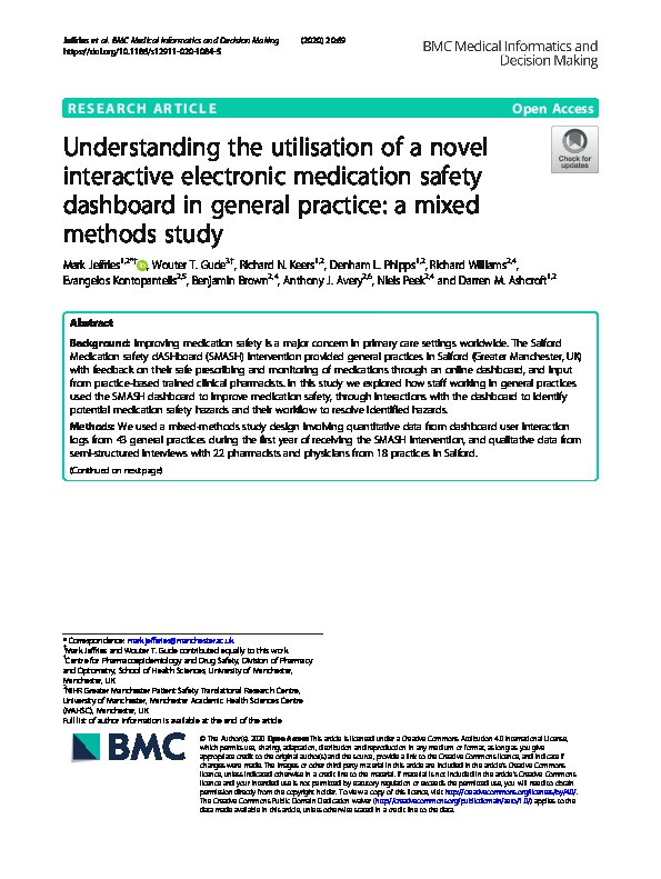 Understanding the utilisation of a novel interactive electronic medication safety dashboard in general practice: a mixed methods study Thumbnail
