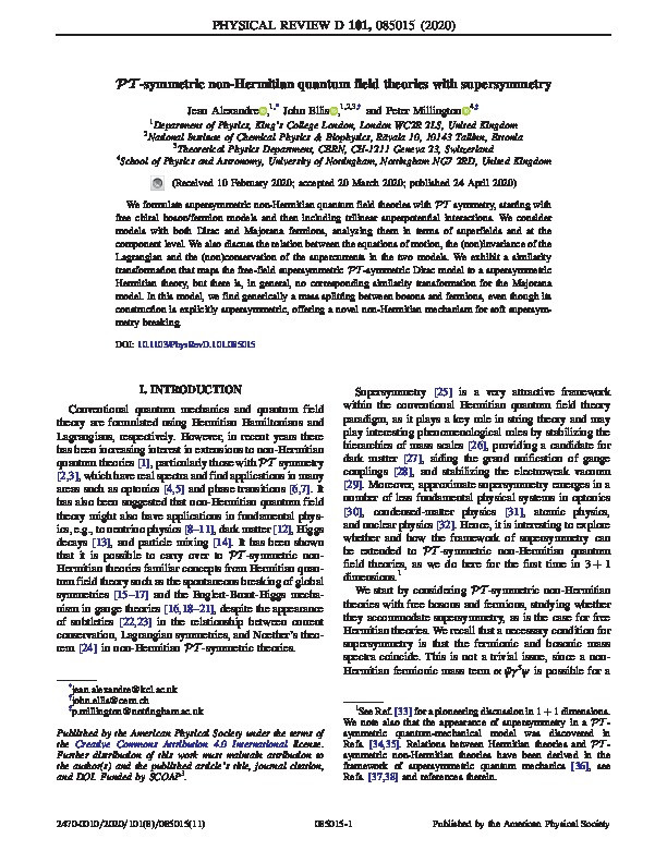 PT-symmetric non-Hermitian quantum field theories with supersymmetry Thumbnail