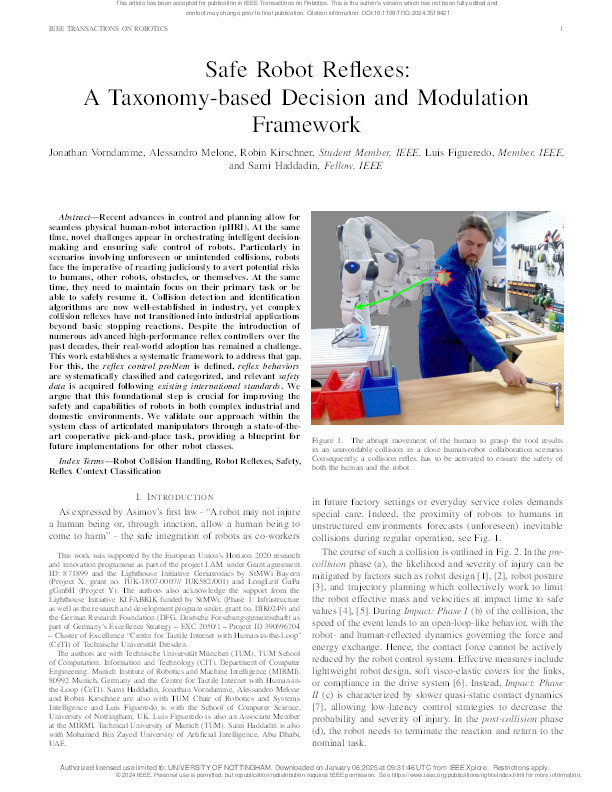 Safe Robot Reflexes: A Taxonomy-based Decision and Modulation Framework Thumbnail