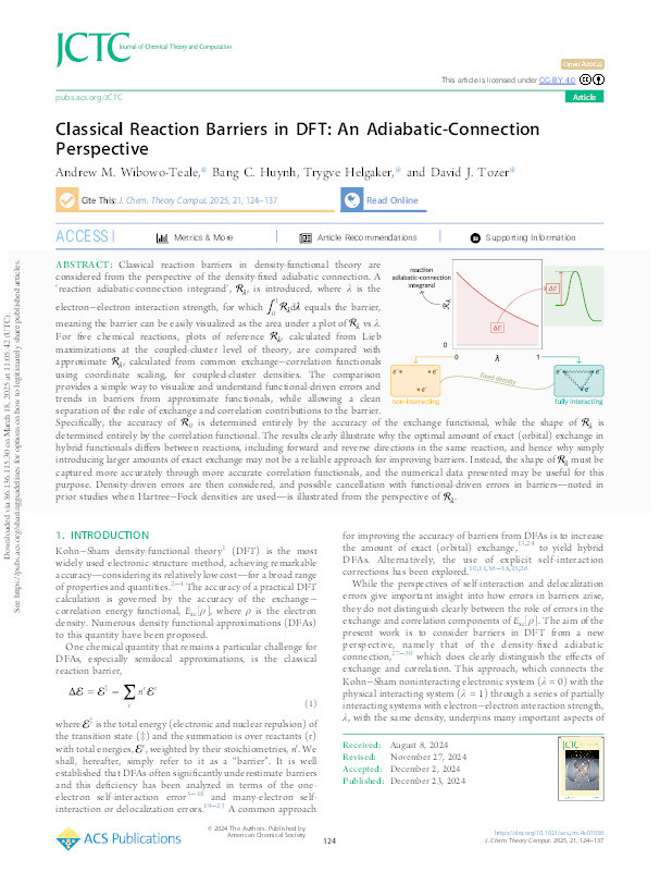 Classical Reaction Barriers in DFT: An Adiabatic-Connection Perspective Thumbnail