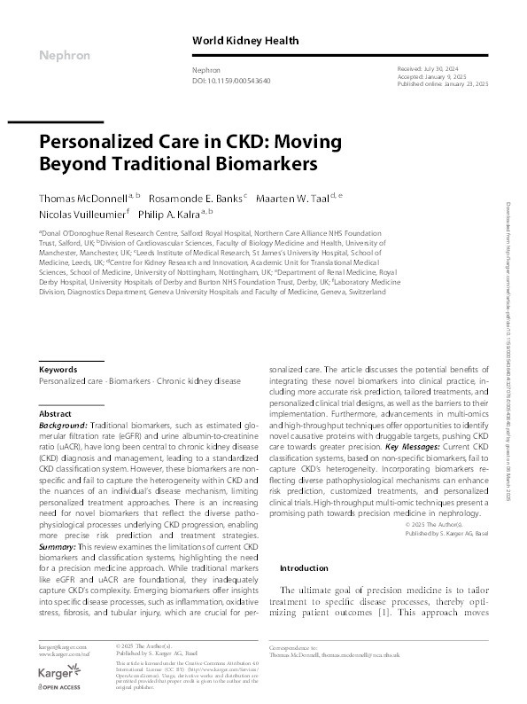 Personalised Care in CKD: Moving Beyond Traditional Biomarkers Thumbnail