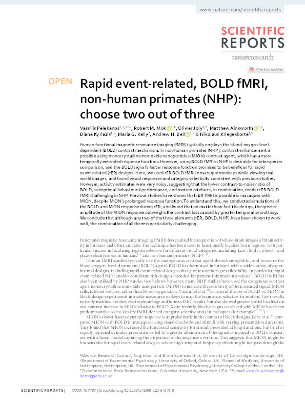 Rapid event-related, BOLD fMRI, non-human primates (NHP): choose two out of three Thumbnail