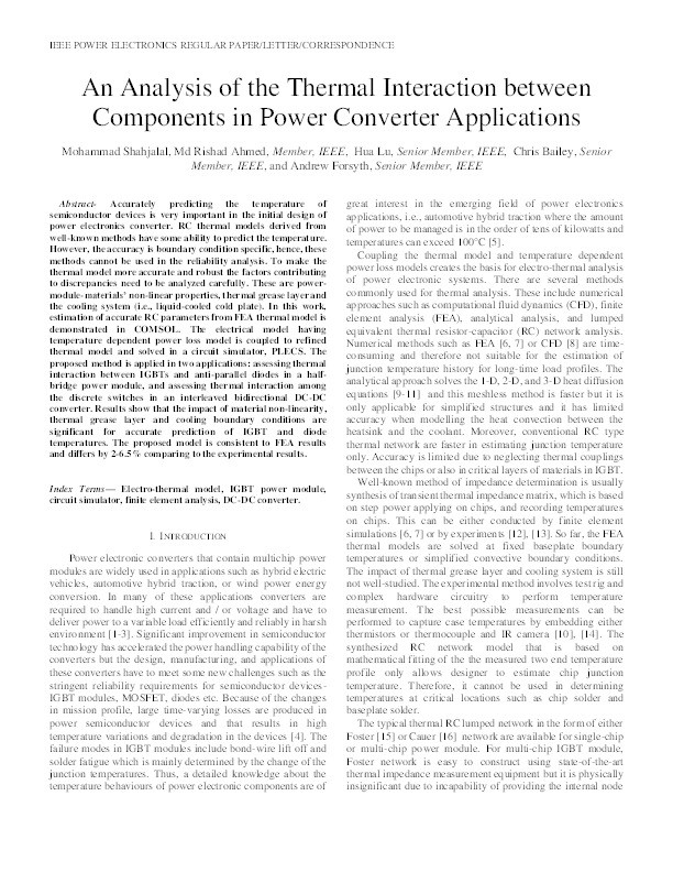 An Analysis of the Thermal Interaction Between Components in Power Converter Applications Thumbnail