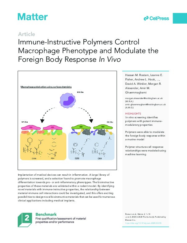 Immune-Instructive Polymers Control Macrophage Phenotype and Modulate the Foreign Body Response In Vivo Thumbnail