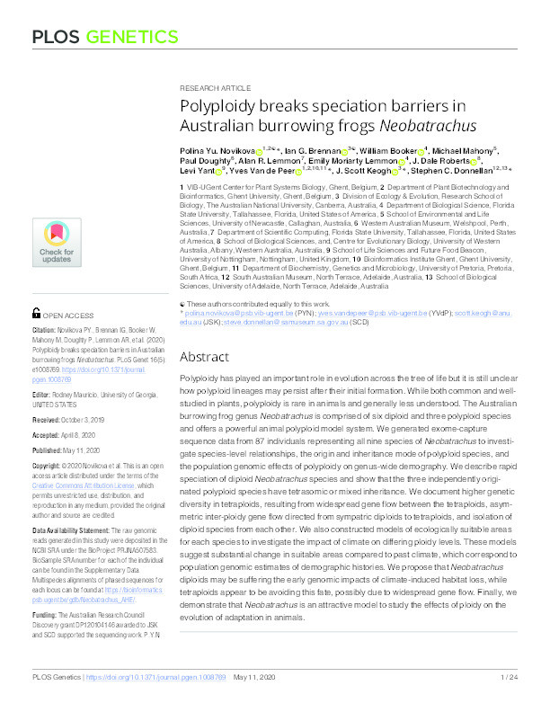 Polyploidy breaks speciation barriers in Australian burrowing frogs Neobatrachus Thumbnail