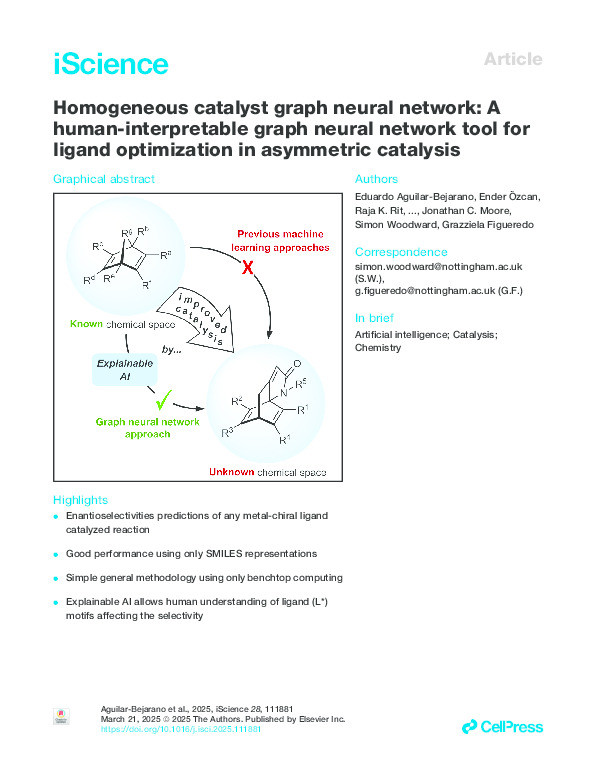 Homogeneous catalyst graph neural network: A human-interpretable graph neural network tool for ligand optimization in asymmetric catalysis Thumbnail