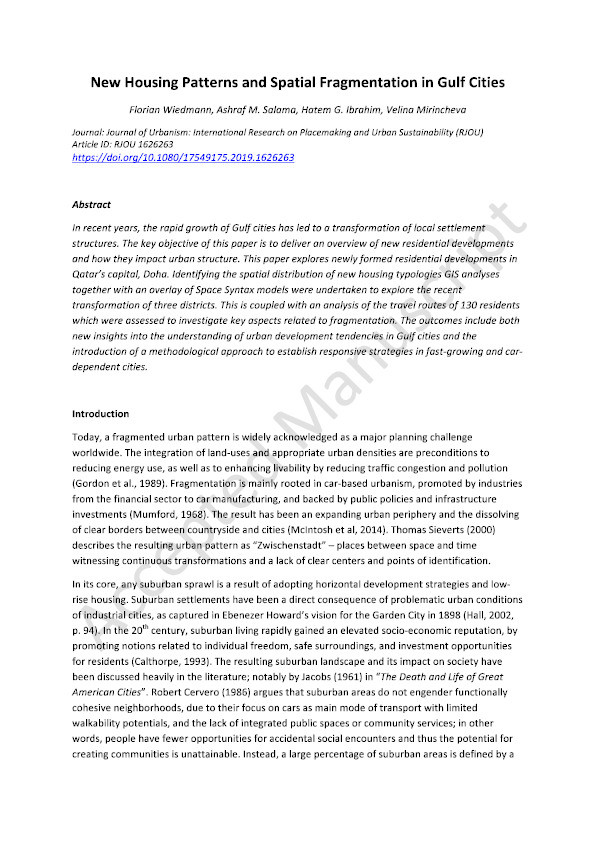 New housing patterns and spatial fragmentation in Gulf cities Thumbnail