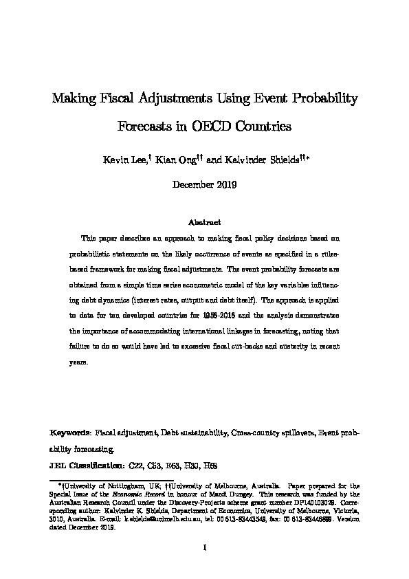 Making Fiscal Adjustments Using Event Probability Forecasts in OECD Countries Thumbnail