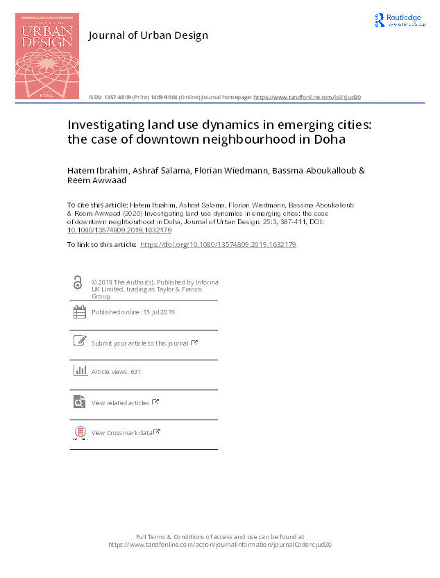 Investigating land use dynamics in emerging cities: the case of downtown neighbourhood in Doha Thumbnail