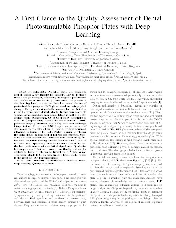 Quality Assessment of Dental Photostimulable Phosphor Plates with Deep Learning Thumbnail