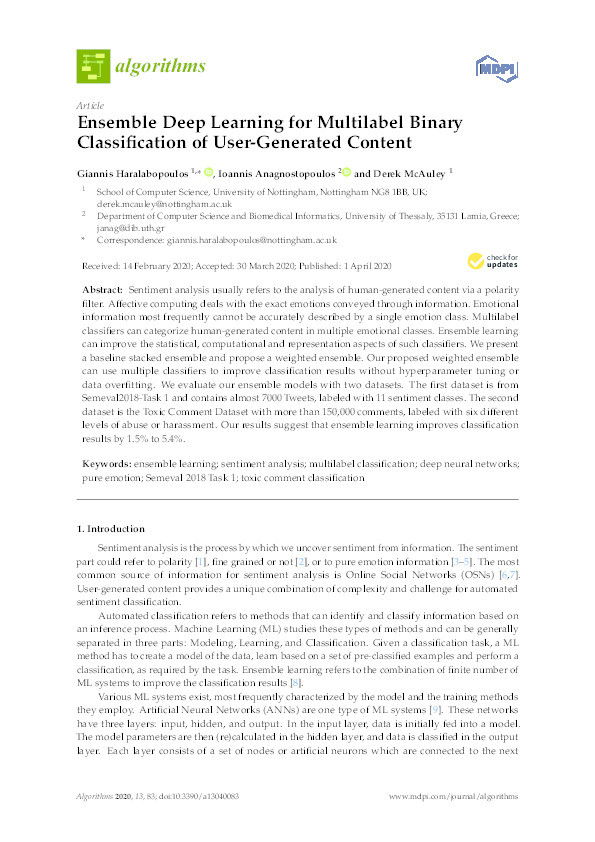 Ensemble Deep Learning for Multilabel Binary Classification of User-Generated Content Thumbnail