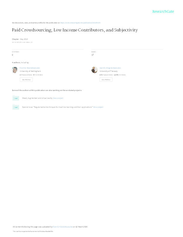 Paid Crowdsourcing, Low Income Contributors, and Subjectivity Thumbnail