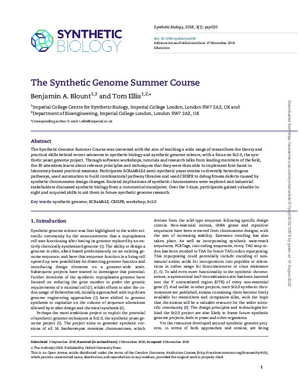 The Synthetic Genome Summer Course Thumbnail