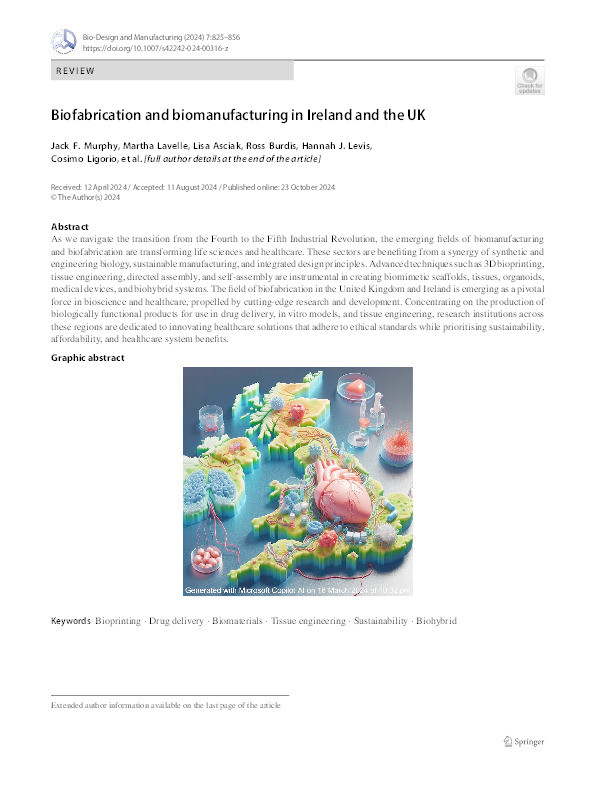 Biofabrication and biomanufacturing in Ireland and the UK Thumbnail