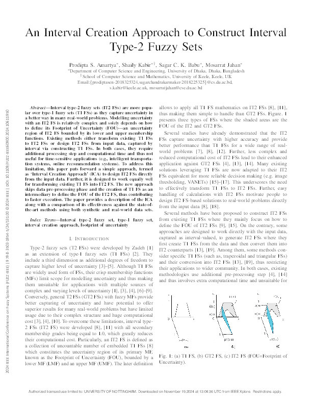 An Interval Creation Approach to Construct Interval Type-2 Fuzzy Sets Thumbnail