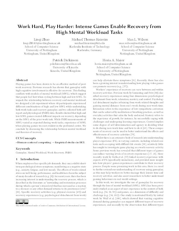 Work Hard, Play Harder: Intense Games Enable Recovery from High Mental Workload Tasks Thumbnail