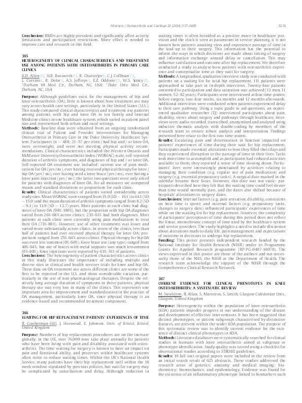 Current evidence for clinical phenotypes in knee osteoarthritis: a systematic review Thumbnail