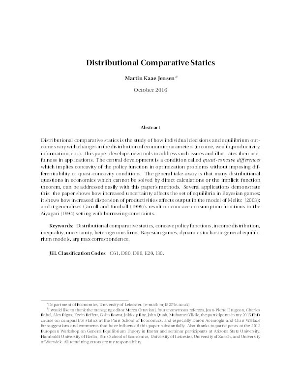 Distributional Comparative Statics Thumbnail