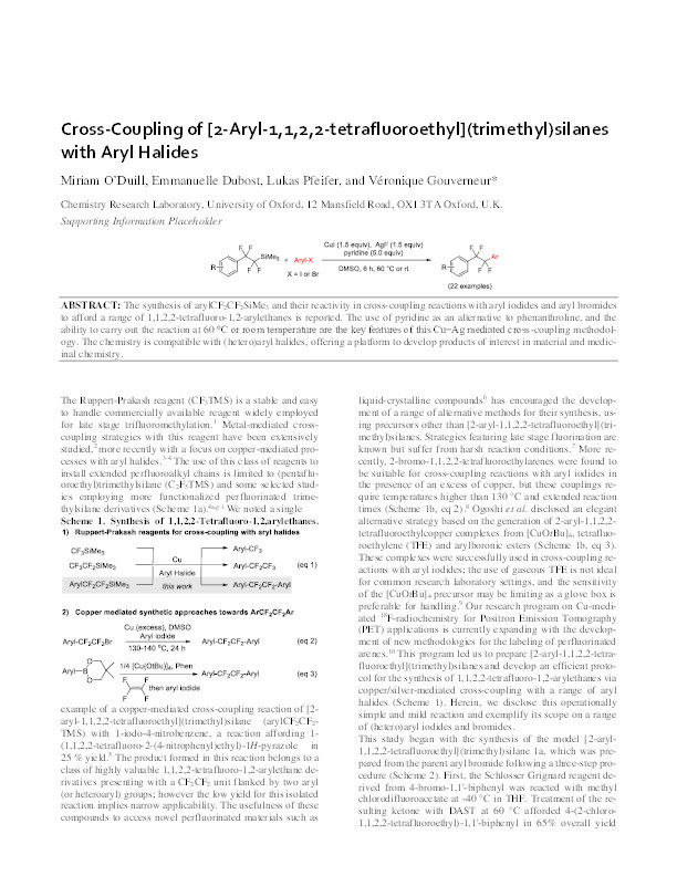 Cross-Coupling of [2-Aryl-1,1,2,2-tetrafluoroethyl](trimethyl)silanes with Aryl Halides Thumbnail