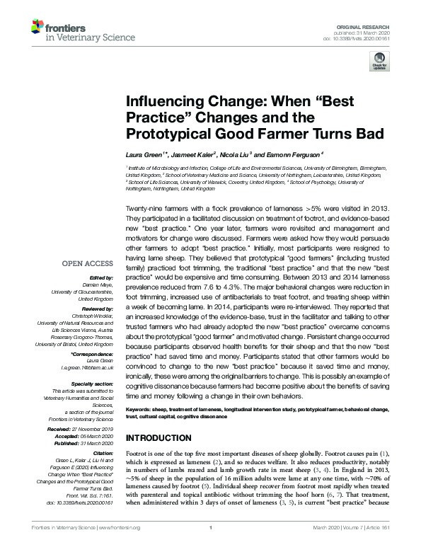 Influencing Change: When “Best Practice” Changes and the Prototypical Good Farmer Turns Bad Thumbnail