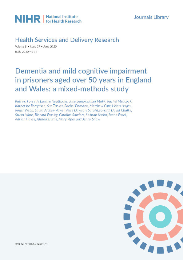 Dementia and mild cognitive impairment in prisoners aged over 50 years in England and Wales: a mixed-methods study Thumbnail