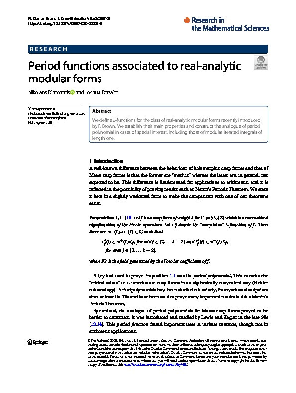 Period functions associated to real-analytic modular forms Thumbnail