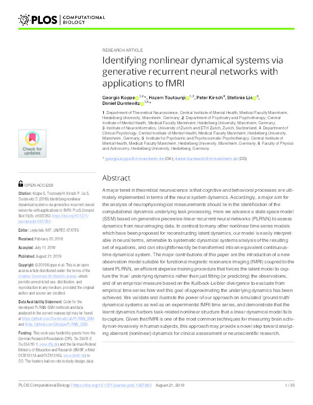 Identifying nonlinear dynamical systems via generative recurrent neural networks with applications to fMRI Thumbnail