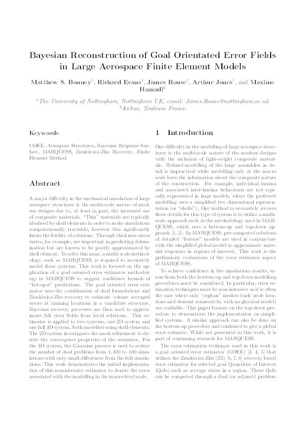 Bayesian Reconstruction of Goal Orientated Error Fields in Large Aerospace Finite Element Models Thumbnail
