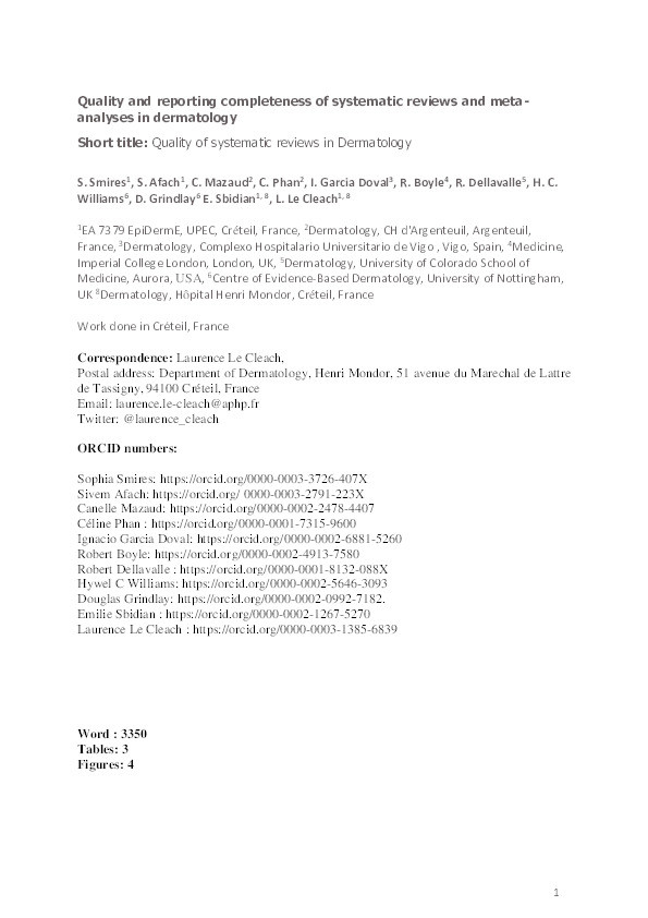 Quality and Reporting Completeness of Systematic Reviews and Meta-Analyses in Dermatology Thumbnail