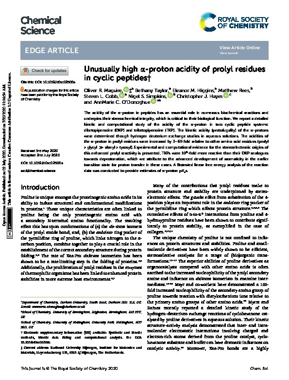 Unusually high α-proton acidity of prolyl residues in cyclic peptides Thumbnail