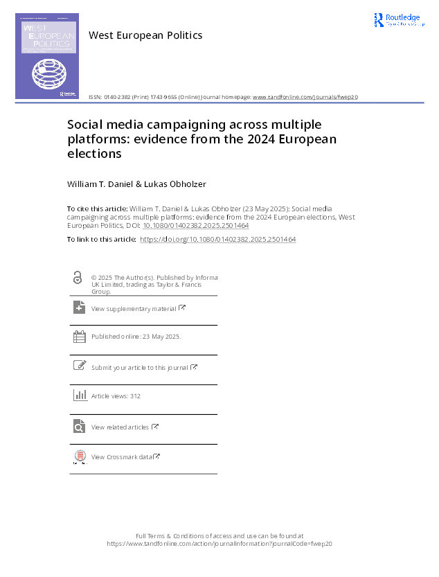 Social media campaigning across multiple platforms: evidence from the 2024 European elections Thumbnail