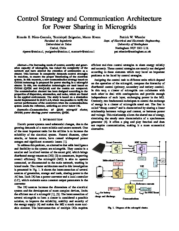 Control Strategy and Communication Architecture for Power Sharing in Microgrids Thumbnail