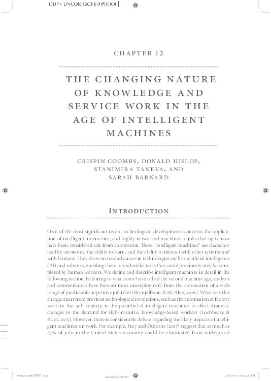 The Changing Nature of Knowledge and Service Work in the Age of Intelligent Machines Thumbnail