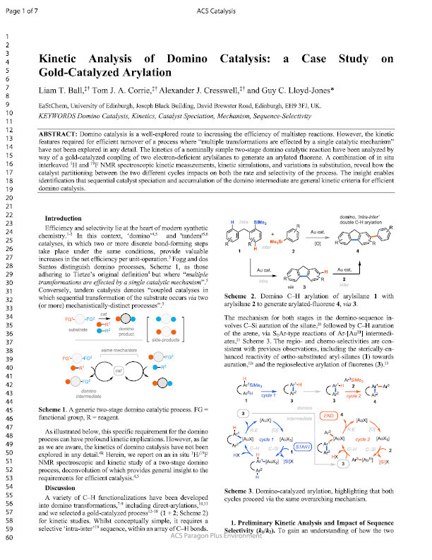 Kinetic Analysis of Domino Catalysis: A Case Study on Gold-Catalyzed Arylation Thumbnail