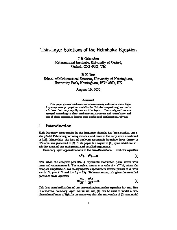 Thin-layer solutions of the Helmholtz equation Thumbnail