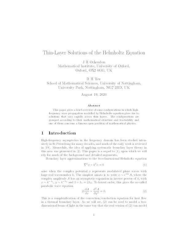 Thin-layer solutions of the Helmholtz equation Thumbnail