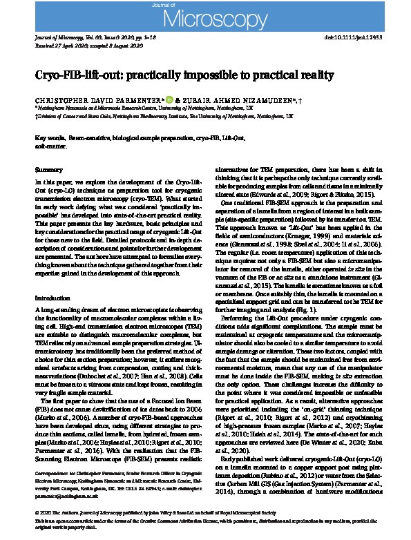 Cryo-FIB-lift-out: practically impossible to practical reality Thumbnail