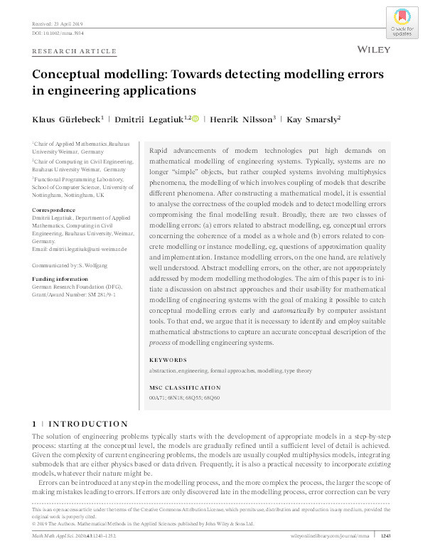 Conceptual modelling: Towards detecting modelling errors in engineering applications Thumbnail