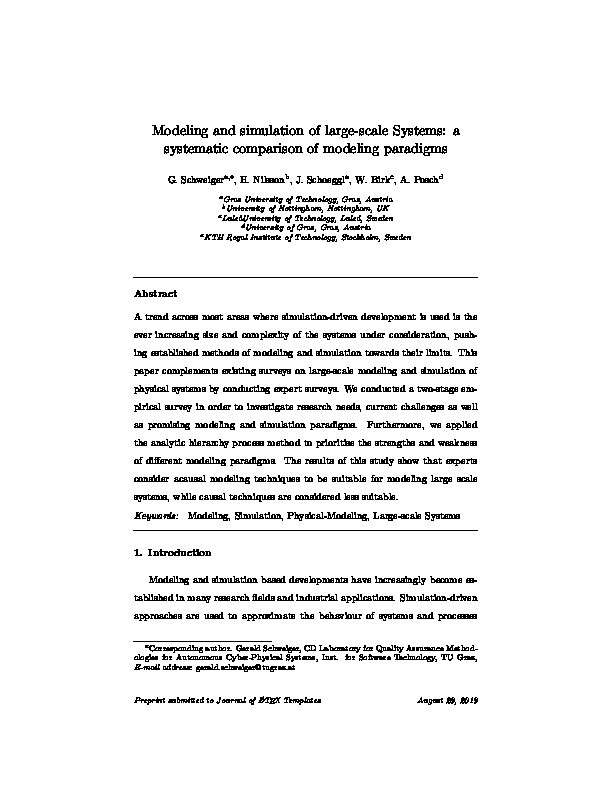 Modeling and simulation of large-scale systems: A systematic comparison of modeling paradigms Thumbnail