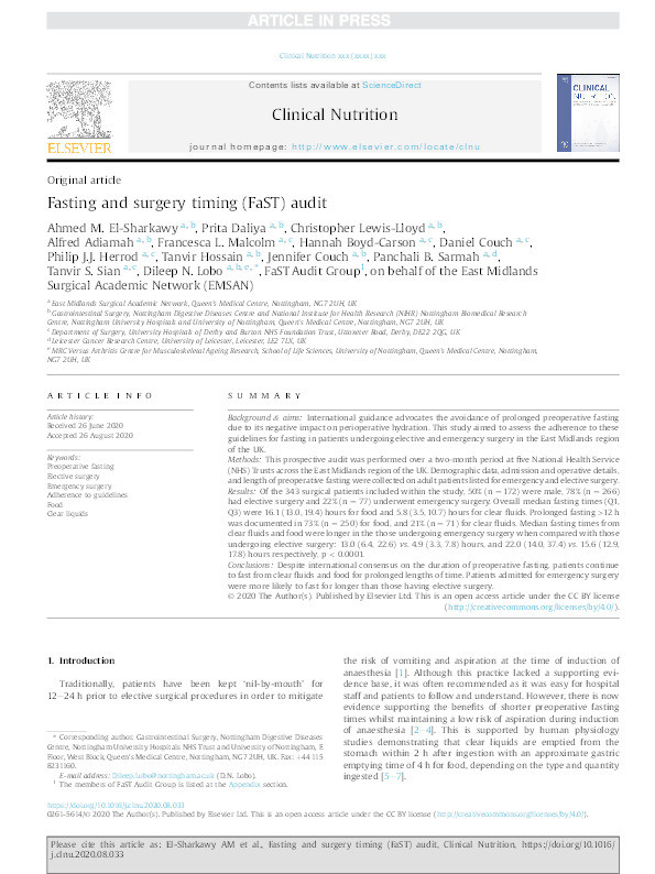 Fasting and surgery timing (FaST) audit Thumbnail