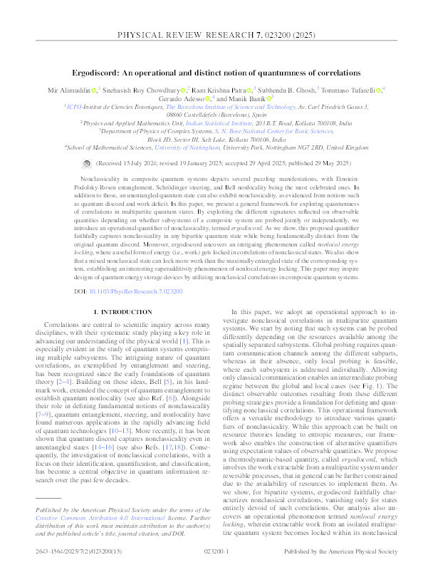 Ergodiscord: An Operational and Distinct Notion of Quantumness of Correlations Thumbnail