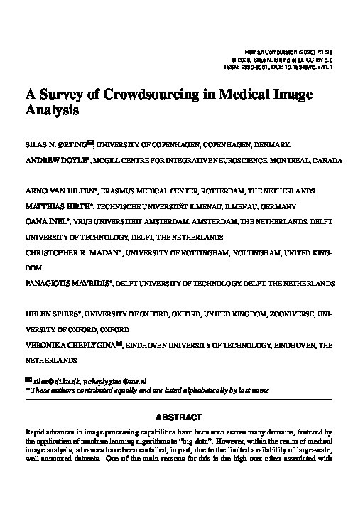 A Survey of Crowdsourcing in Medical Image Analysis Thumbnail