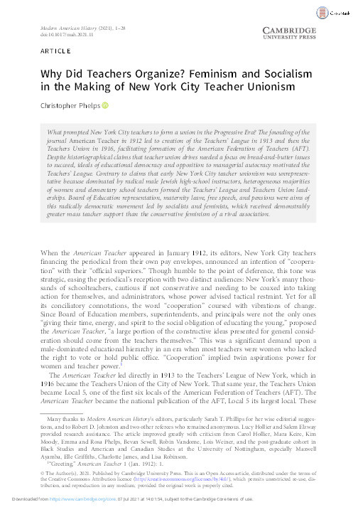 Why Did Teachers Organize? Feminism and Socialism in the Making of New York City Teacher Unionism Thumbnail