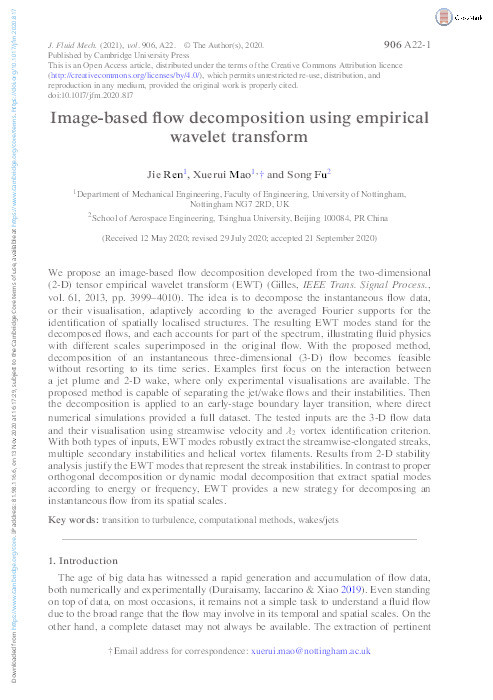 Image-based flow decomposition using empirical wavelet transform Thumbnail