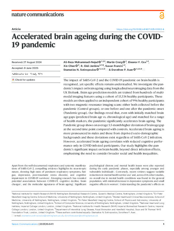 Accelerated brain ageing during the COVID-19 pandemic Thumbnail