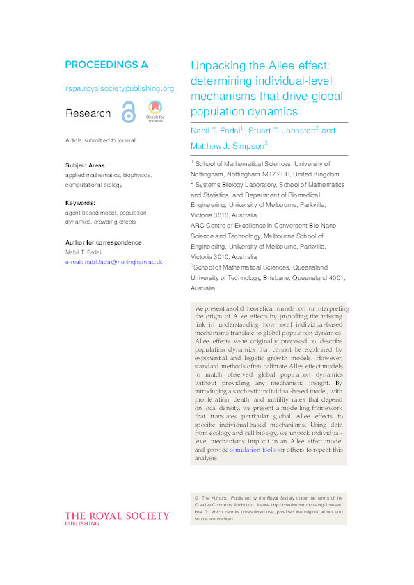 Unpacking the Allee effect: determining individual-level mechanisms that drive global population dynamics Thumbnail